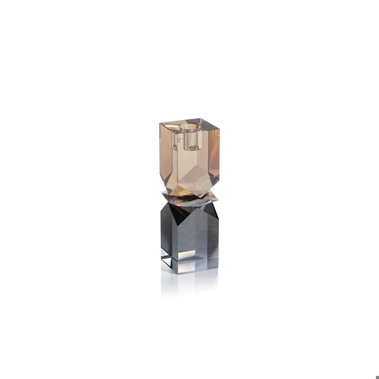 Vienna Artistry 2-Tone Crystal Candlestick - Smoke & Gold - Medium