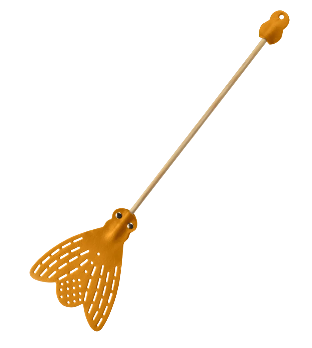 Gold fly swatter on a white background