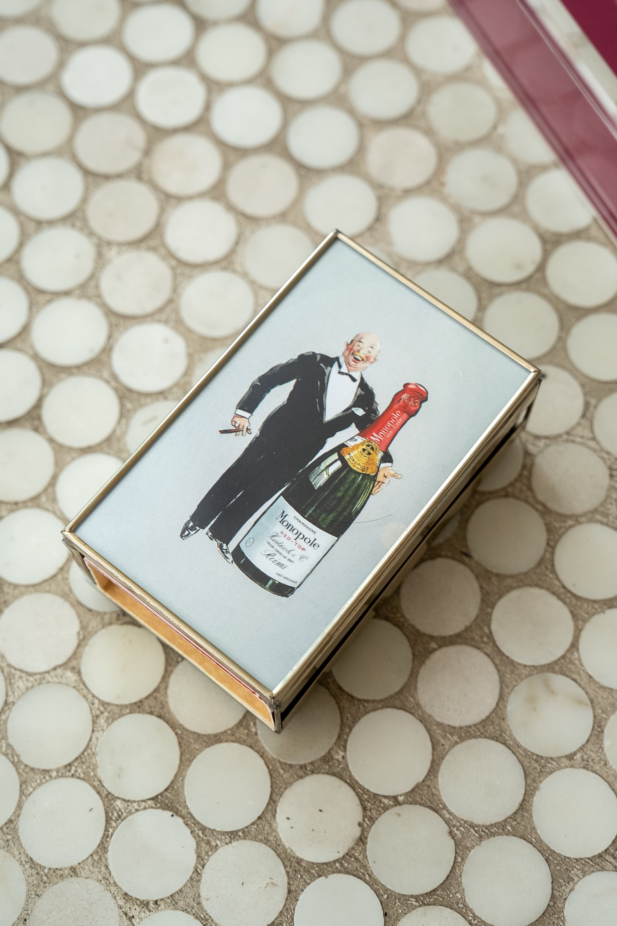 Man with Champagne Matchbox Cover