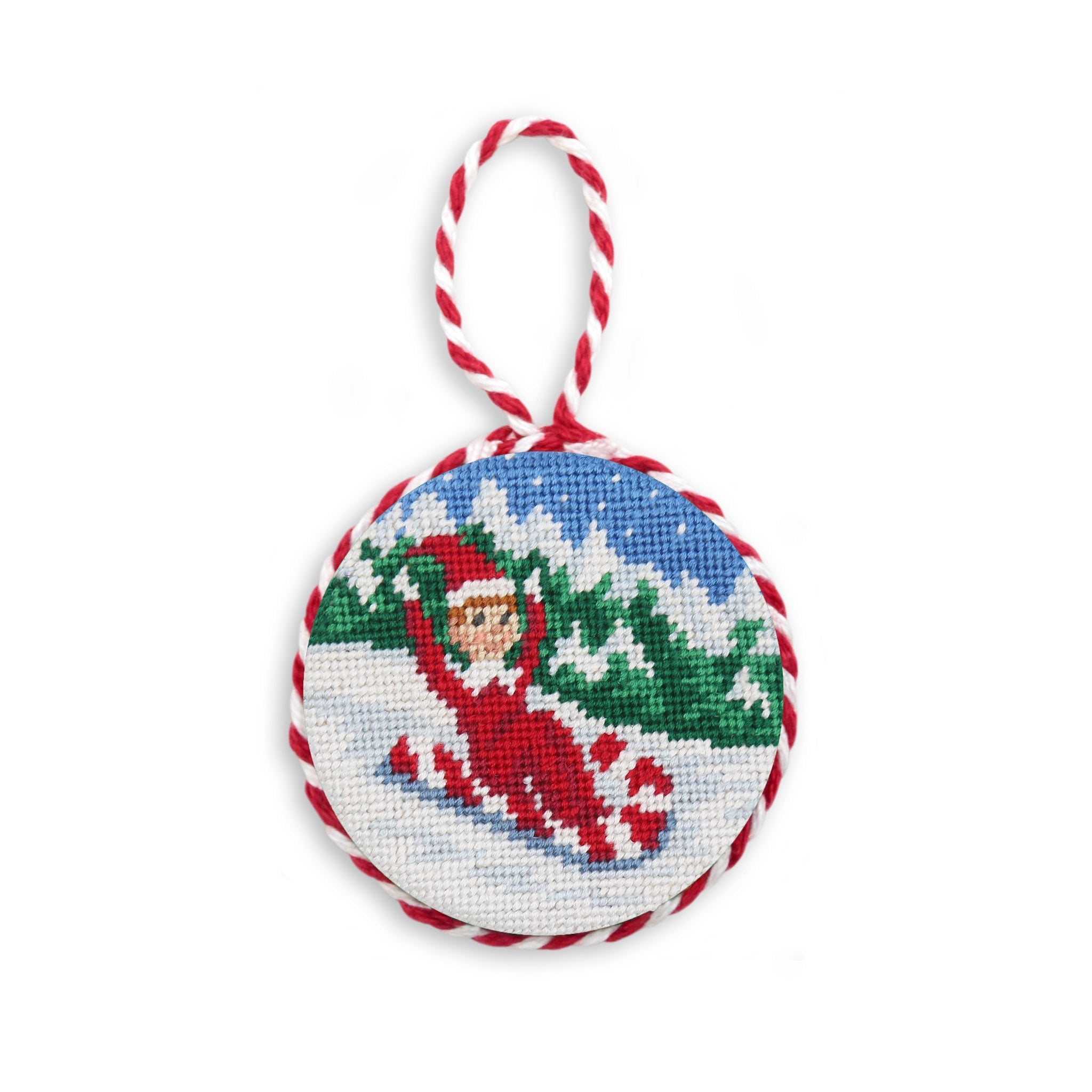 Sledding Elf Ornament
