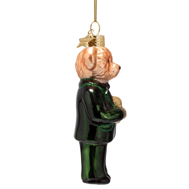 Glass Bear in Green Suite Ornament