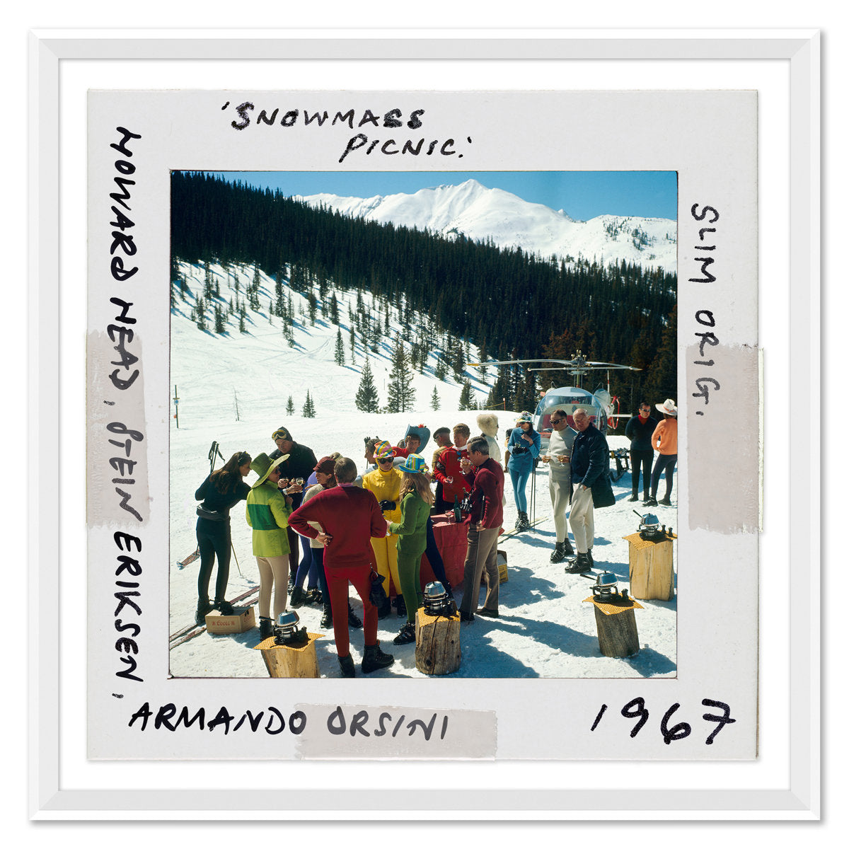 "Snowmass Picnic - Slide" by Slim Aarons, January 1, 1958 - Aspen, Colorado