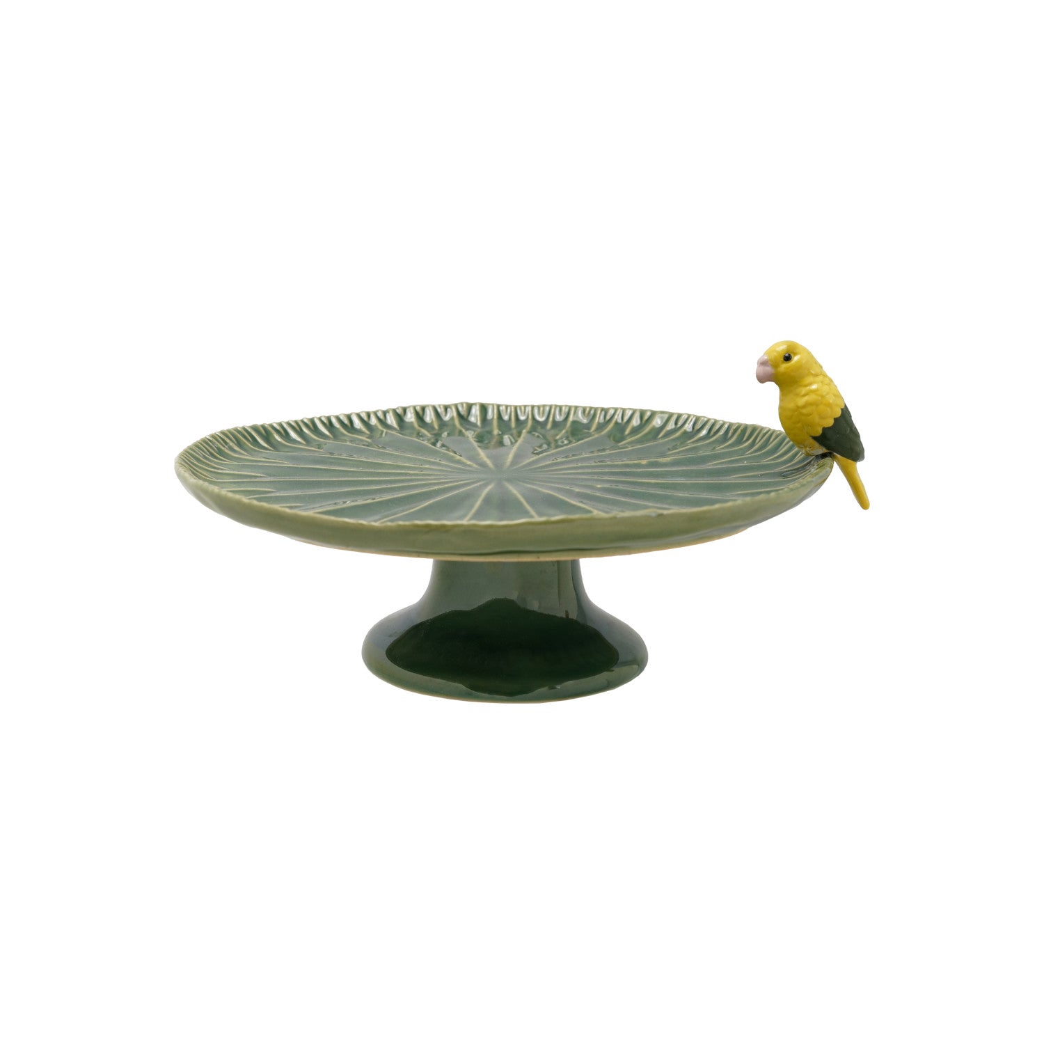 Stoneware Pedestal Bird Serving Platter