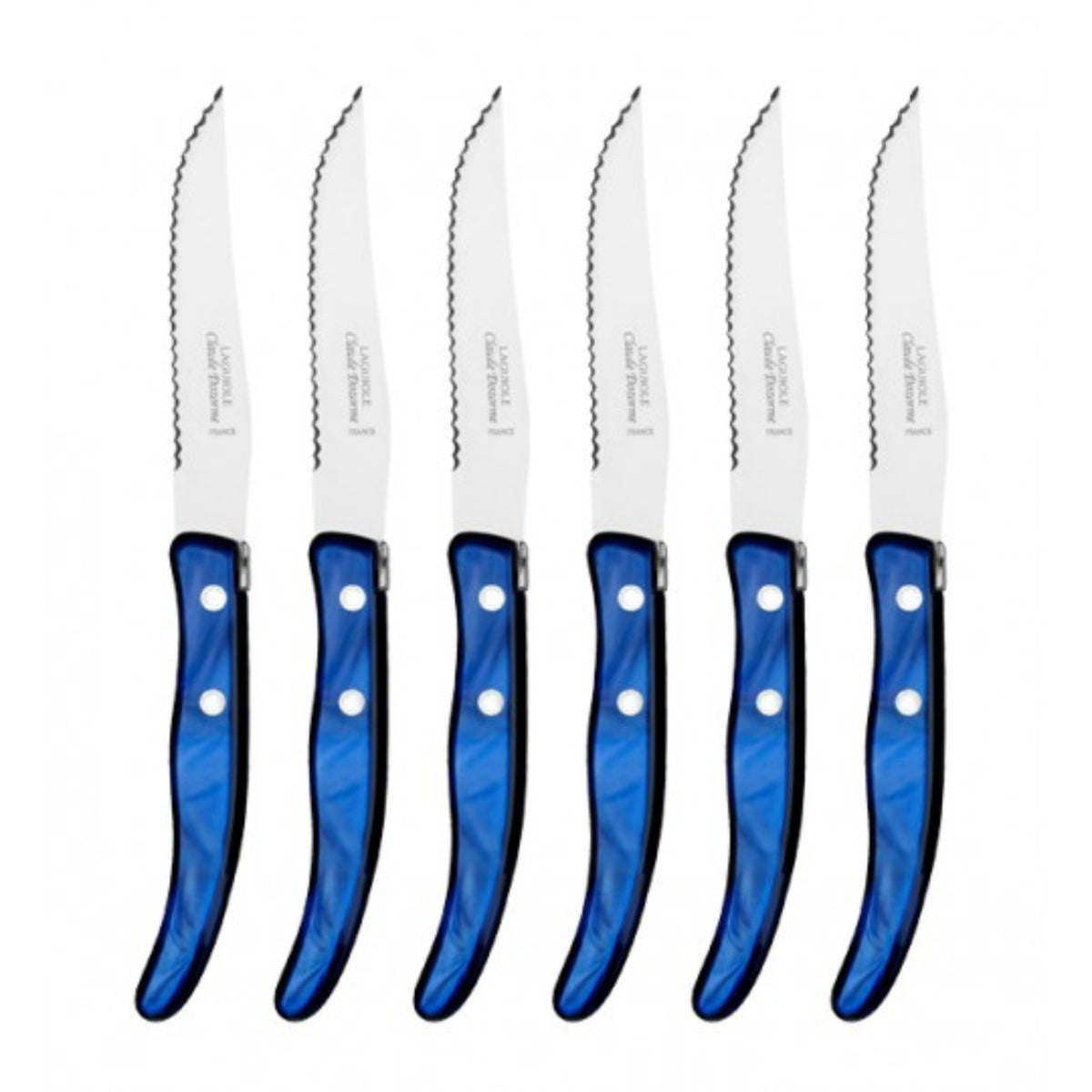 Block of 6 Dark Blue Steak Knives