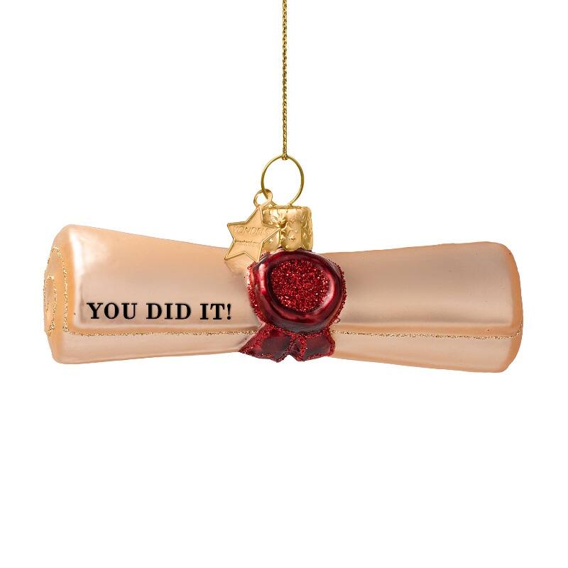 Beige Matte Diploma Ornament
