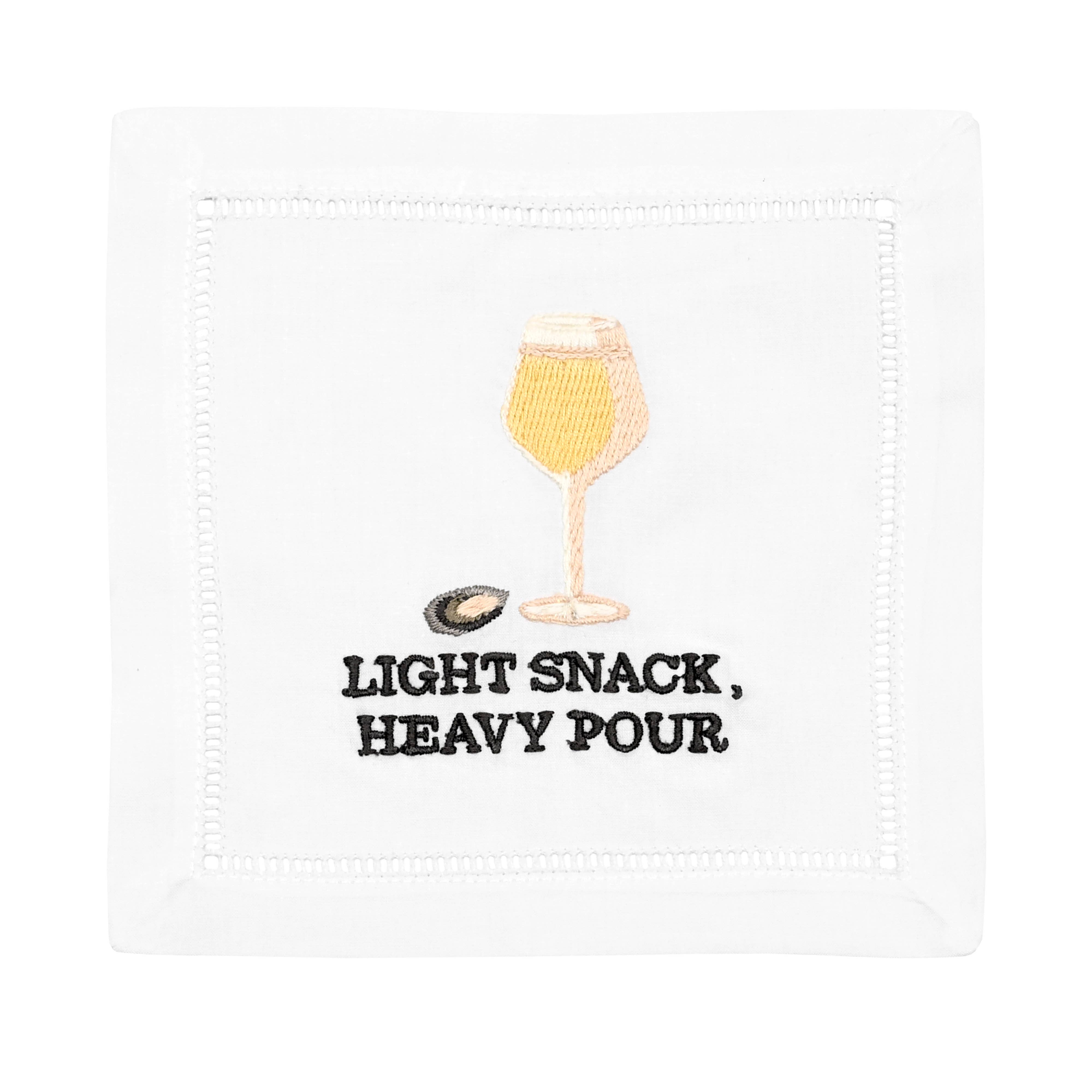 Oyster Cocktail Napkin, Light Snack Heavy Pour