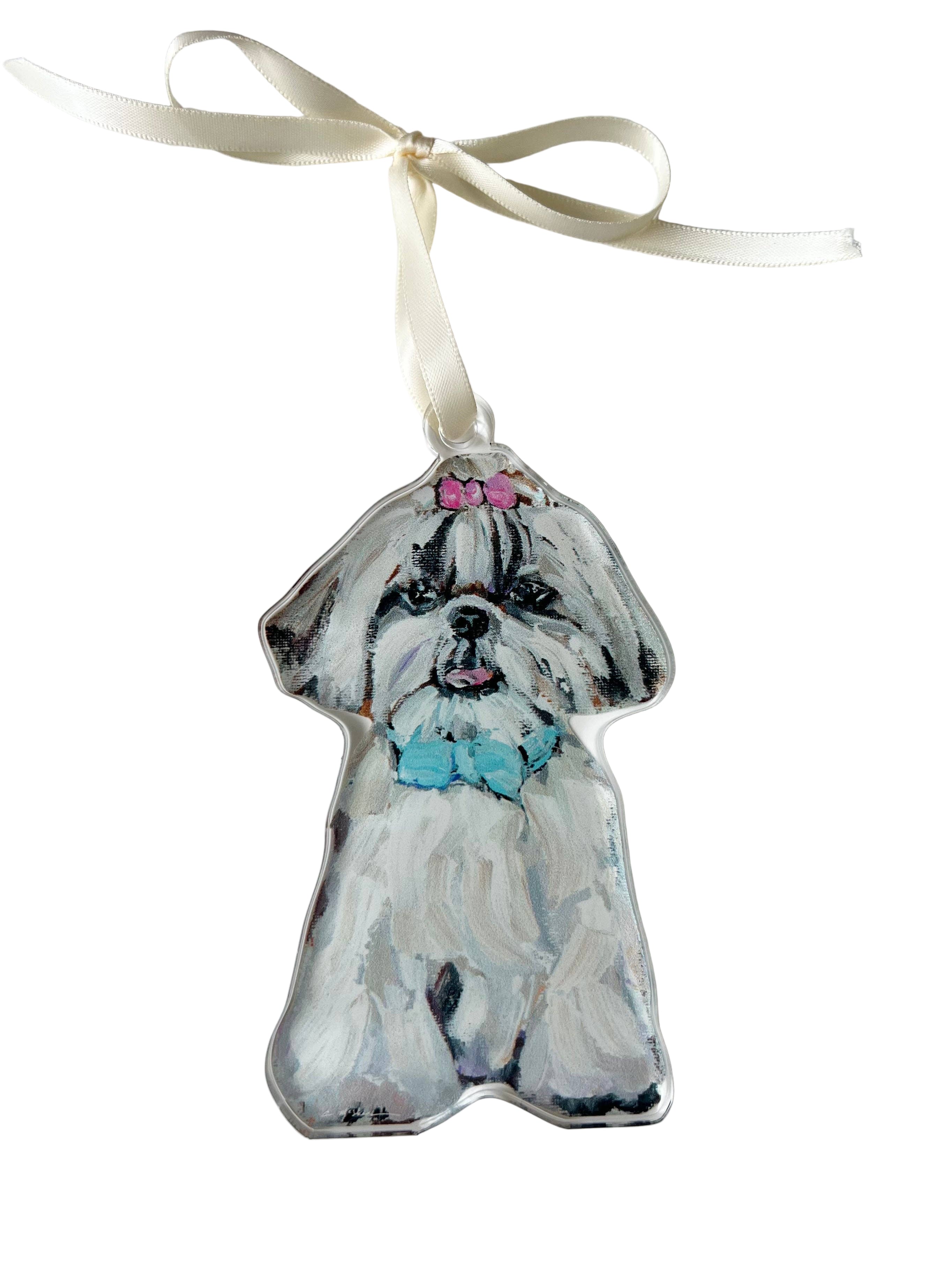 Shih Tzu with Hair Bow Acrylic Ornament