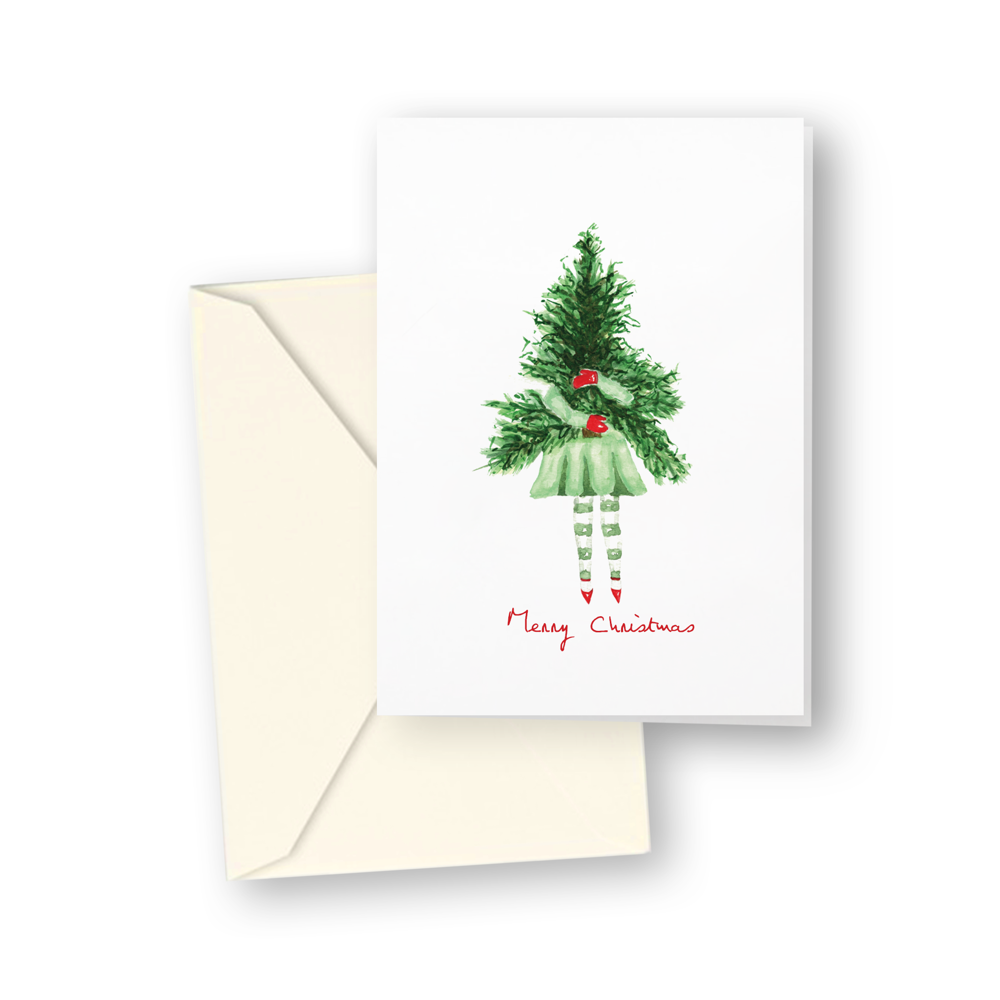Lady with Christmas Tree Cards