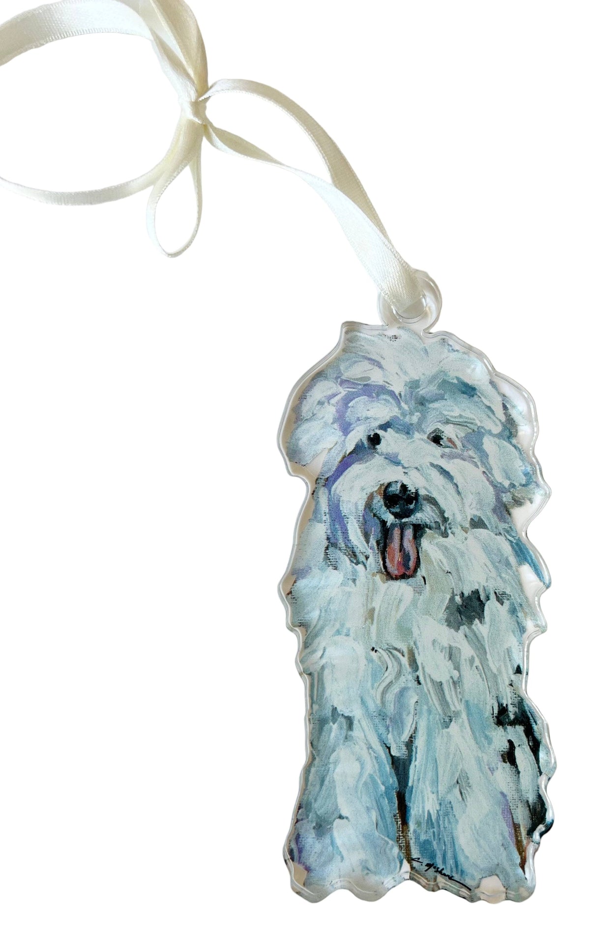 Old English Sheepdog White Acrylic Ornament