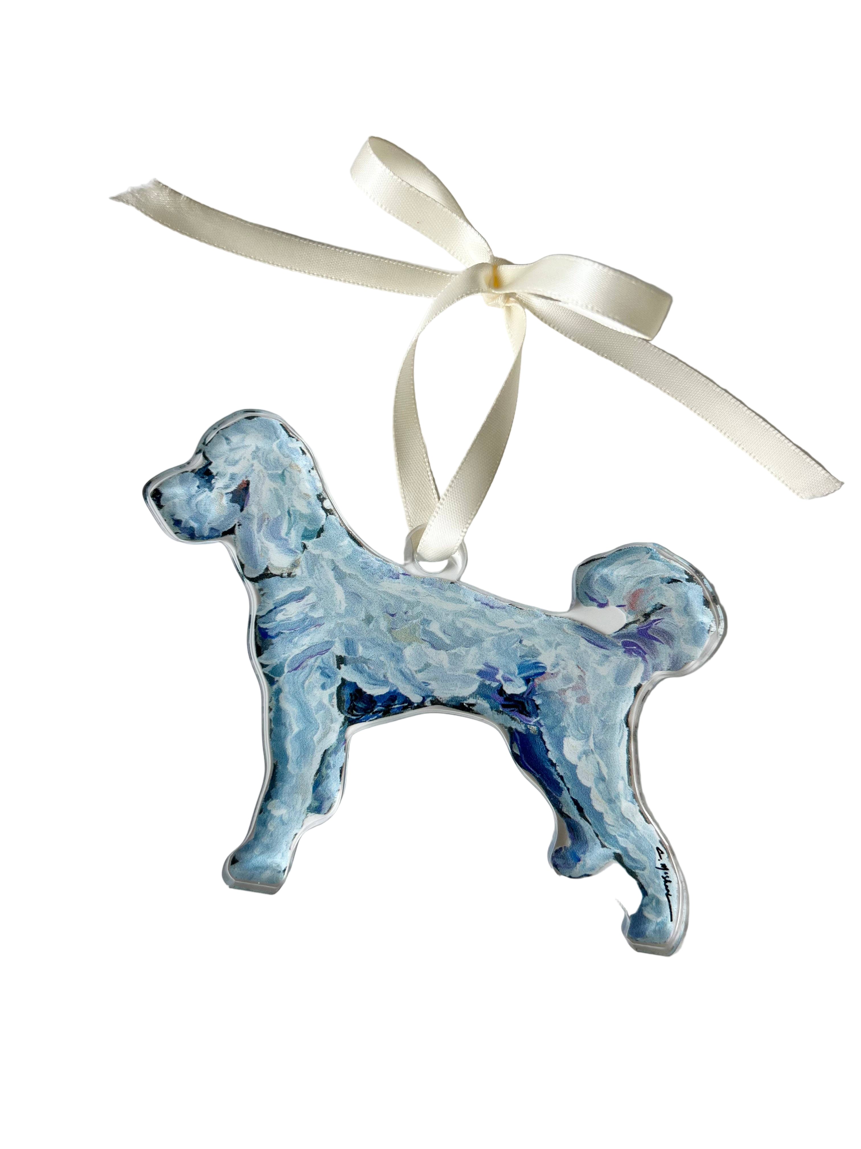White Goldendoodle Acrylic Ornament