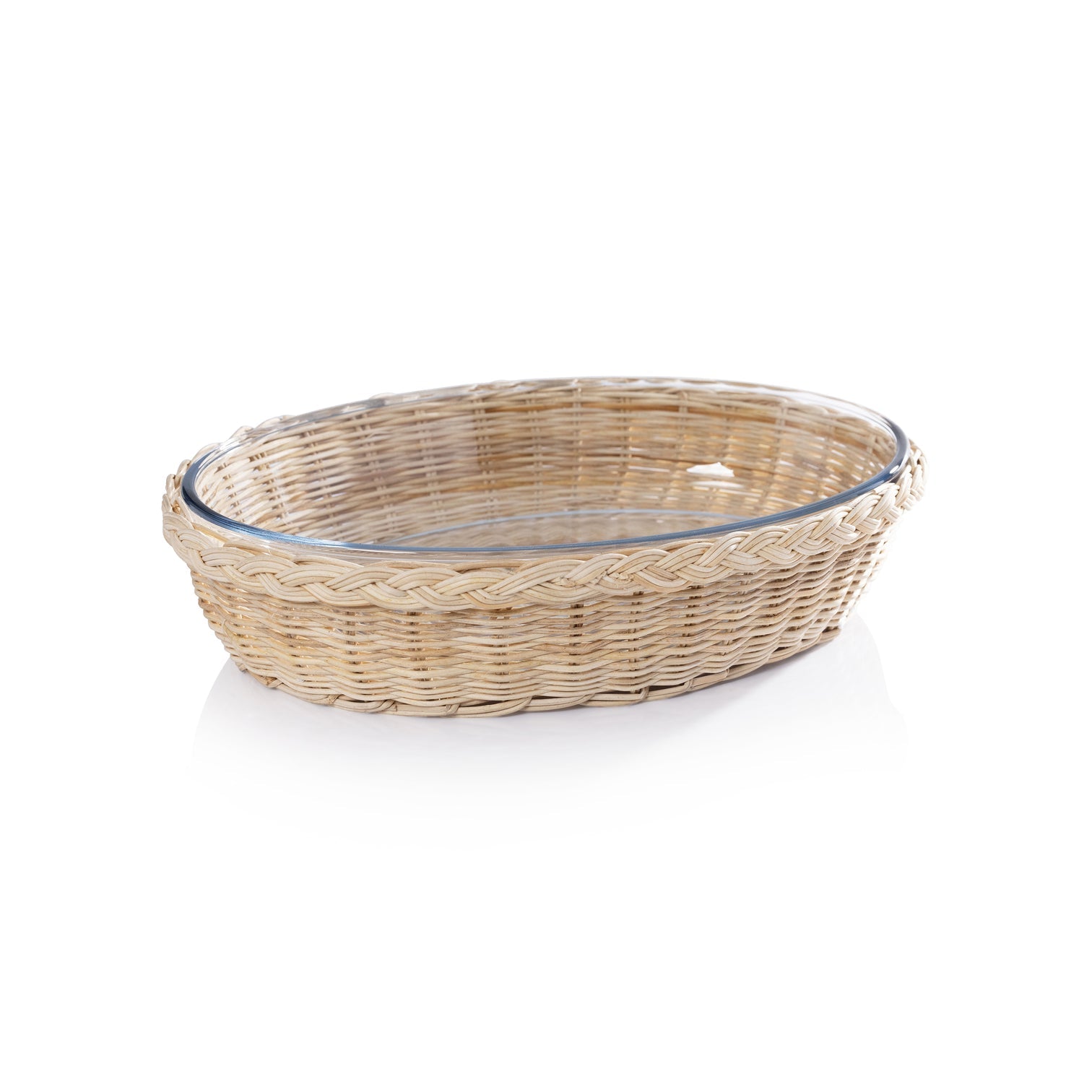 Oval Glass Rattan Bowl - Small