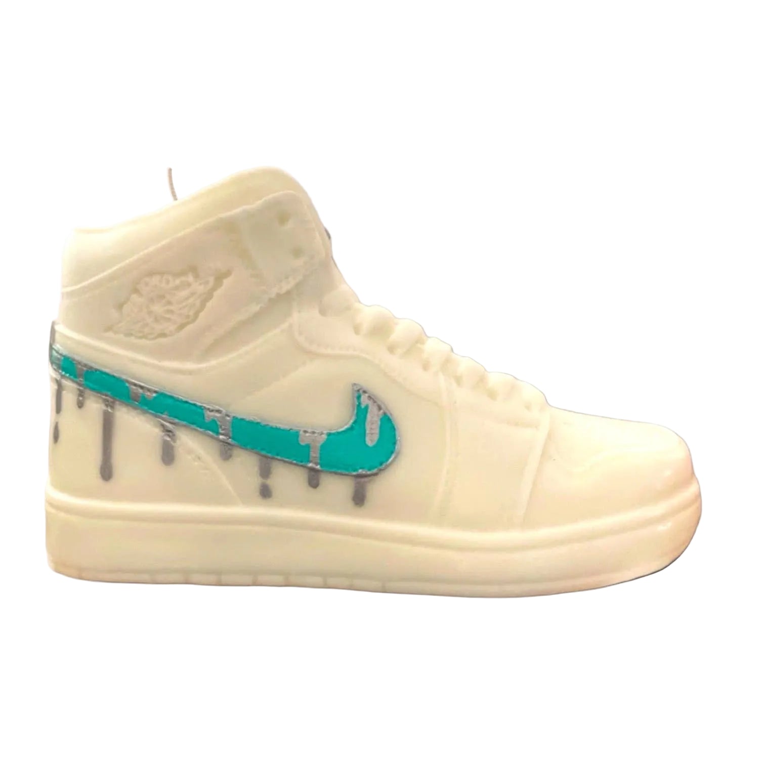 Don’t Drip Candle White, Turquoise & Silver