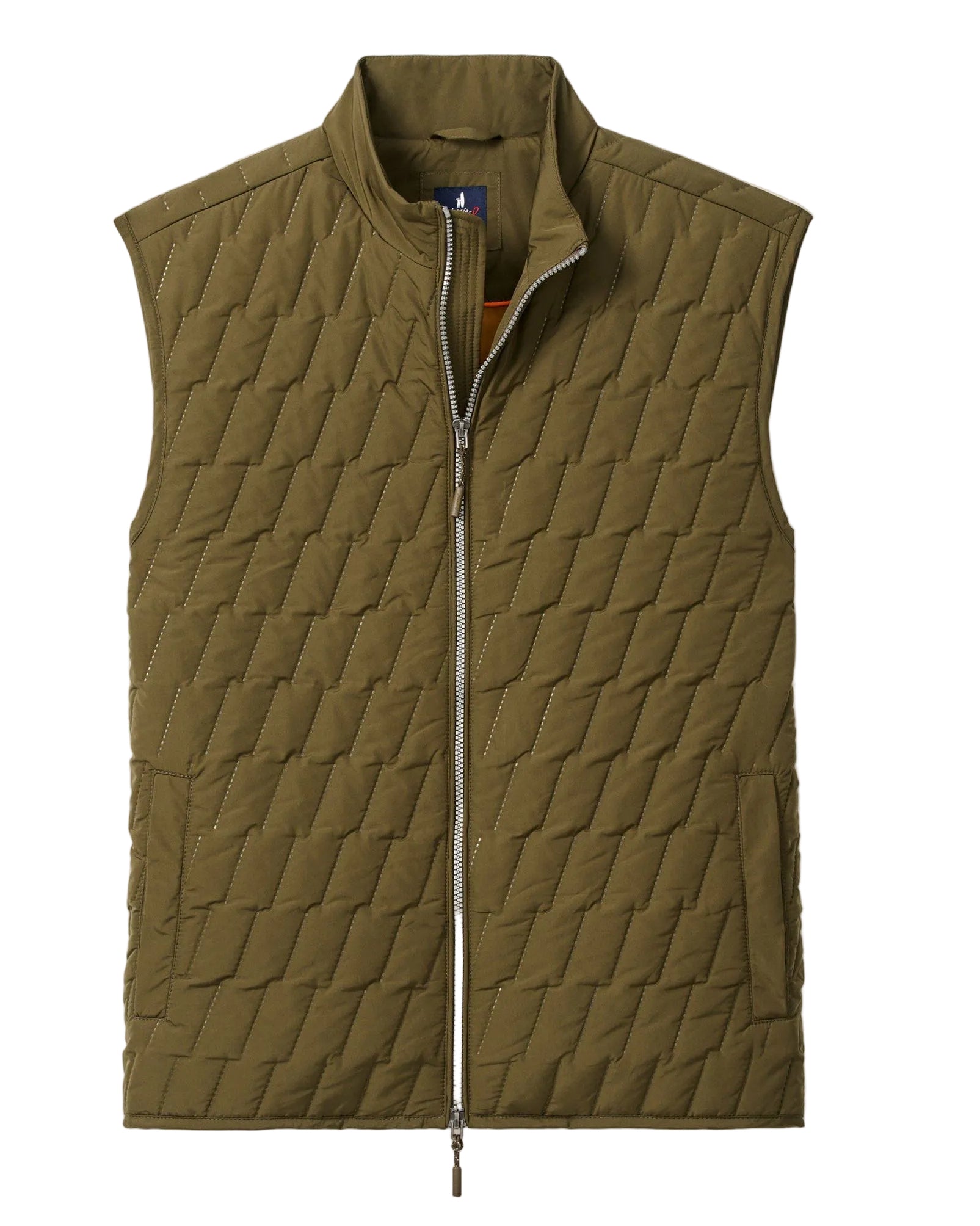 Quilted green vest on a beige background