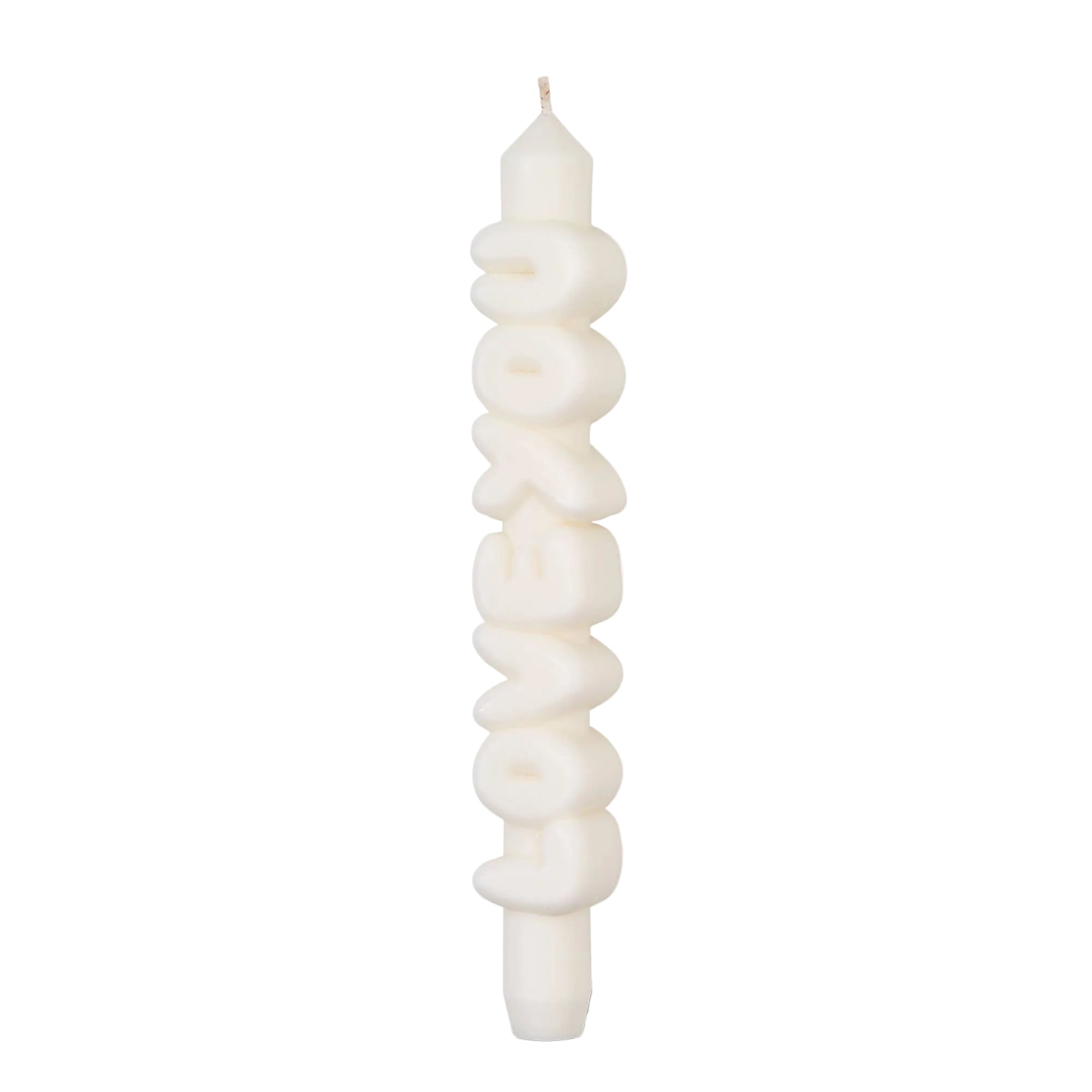 White spiral candle on a white background