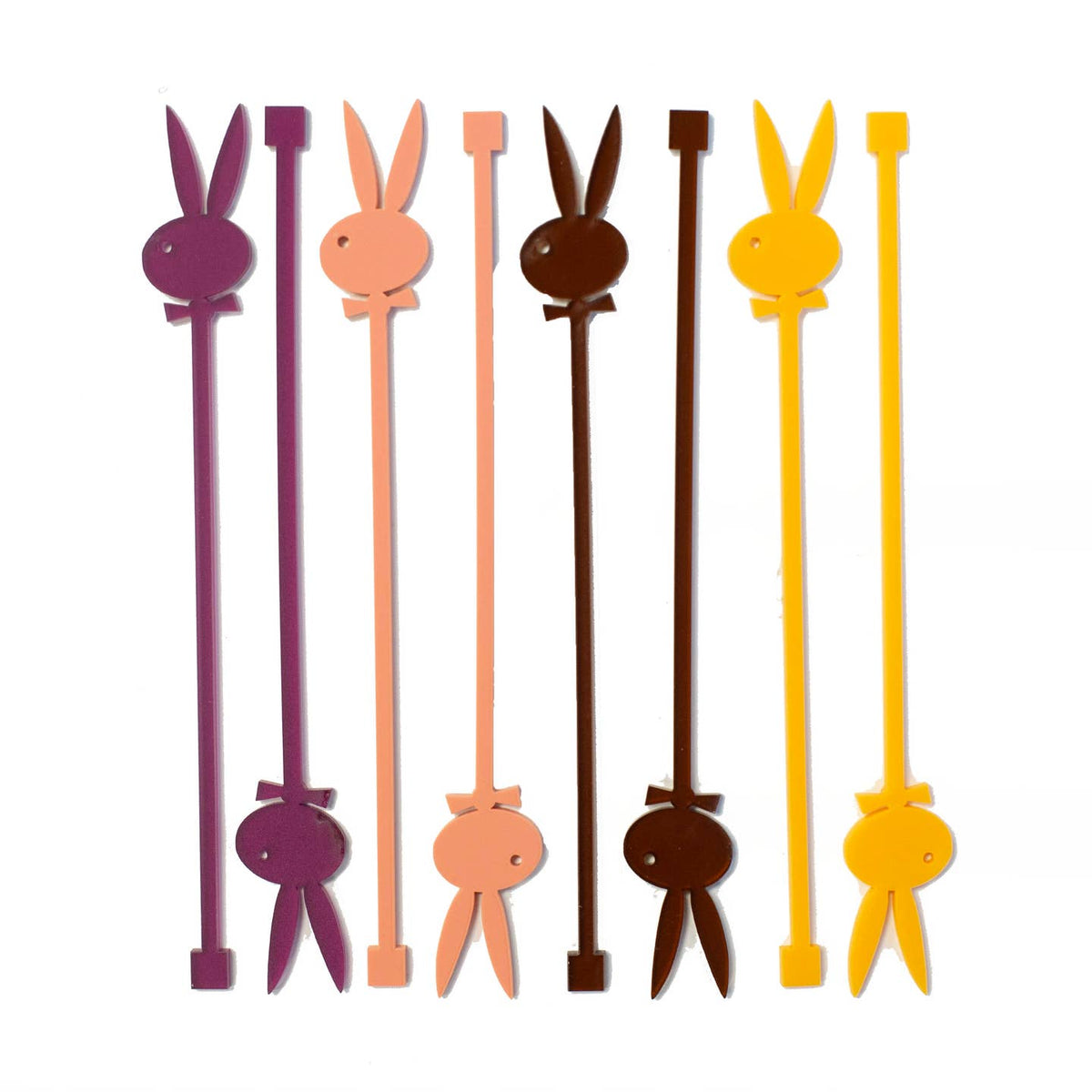 Bunny Ears with Bowtie Acrylic Swizzle Stix Drink Stirrers