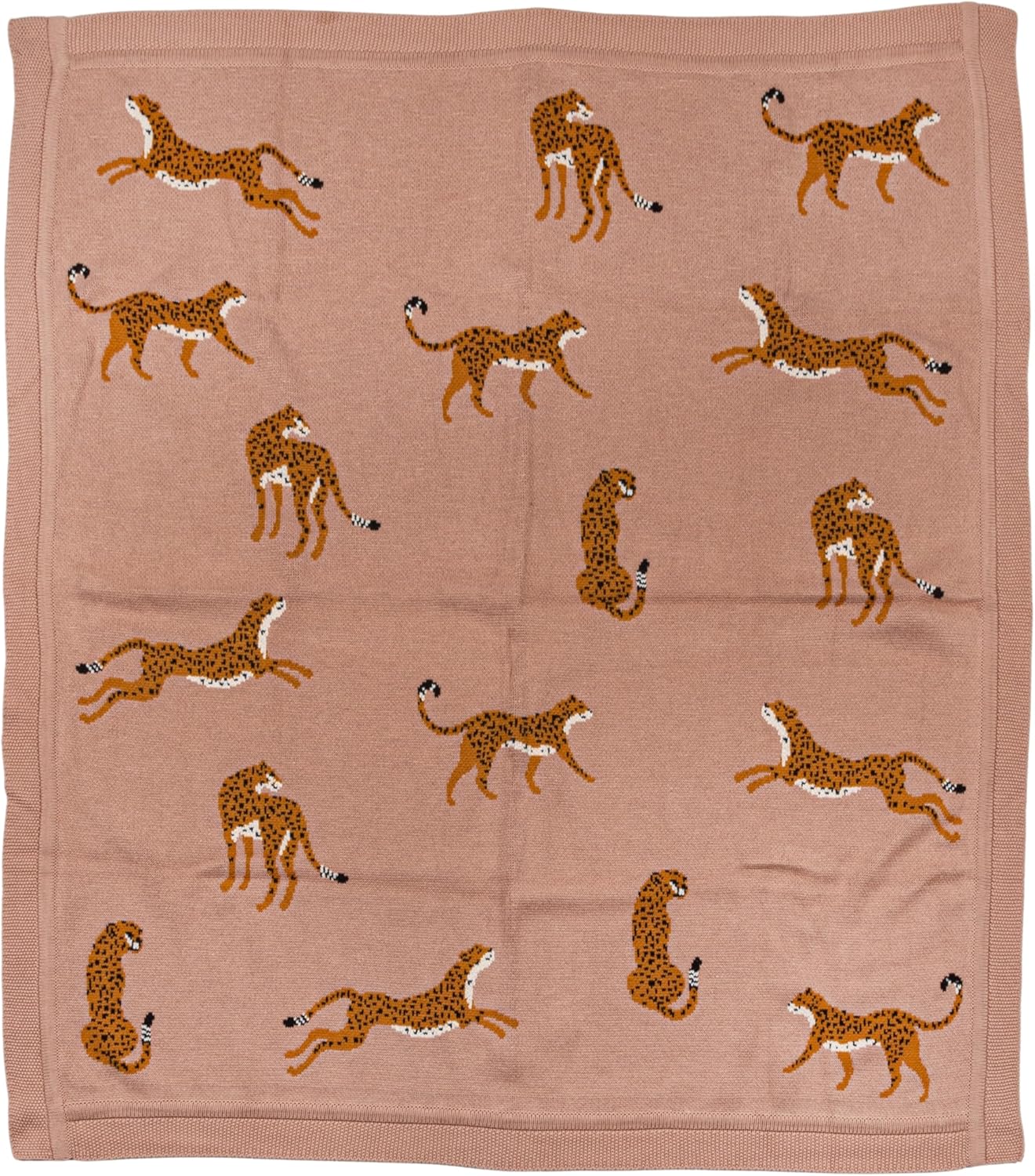 Cotton Knit Throw with Cheetahs