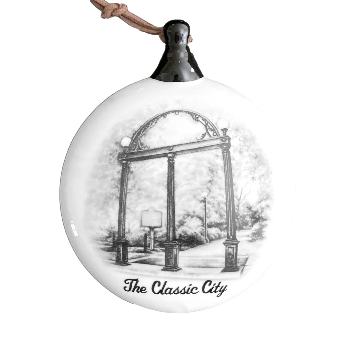 Georgia Campus Ceramic Puff Ornament (Arches)