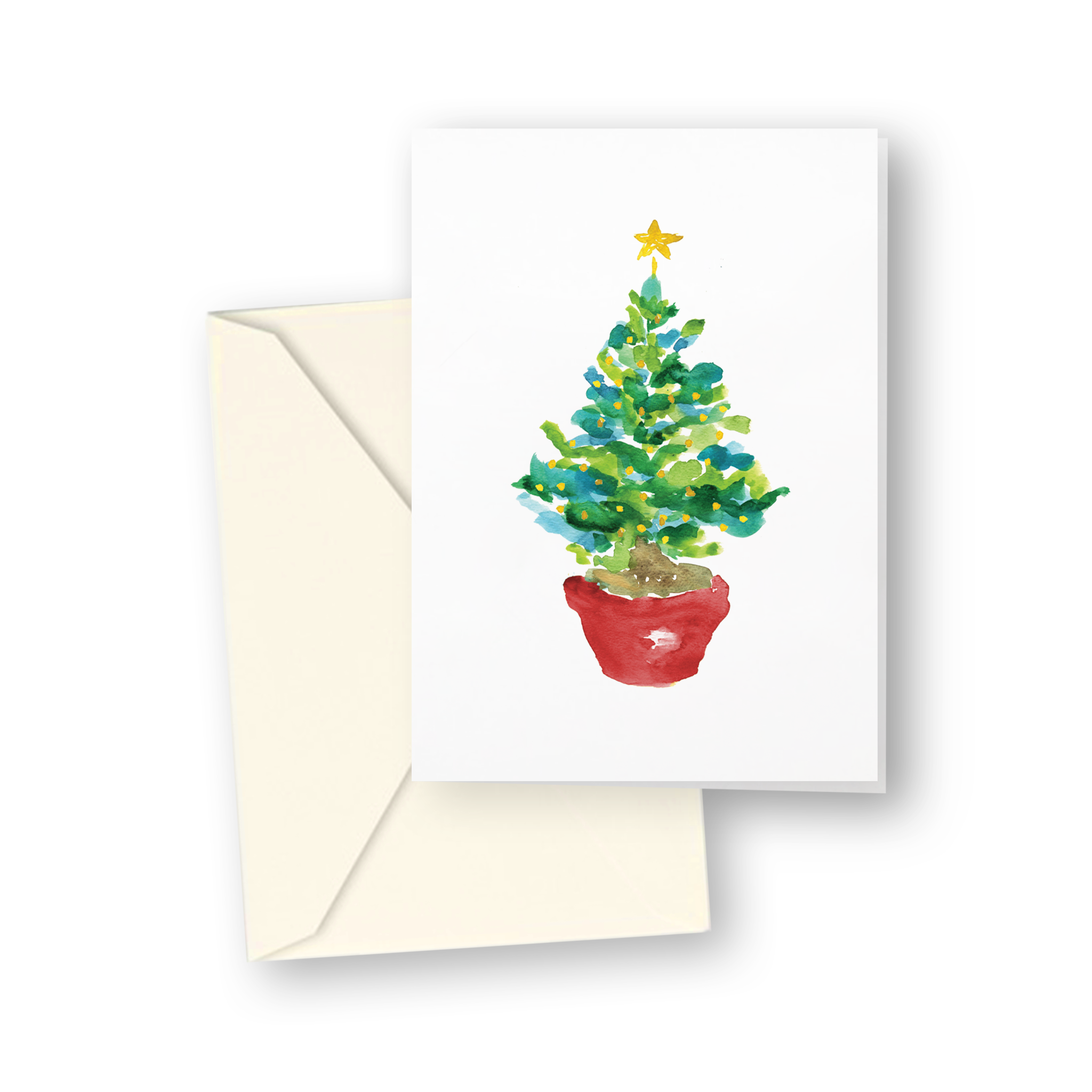 Red Potted Christmas Tree Cards