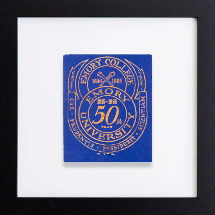 Framed artwork with Emory College logo on a white background