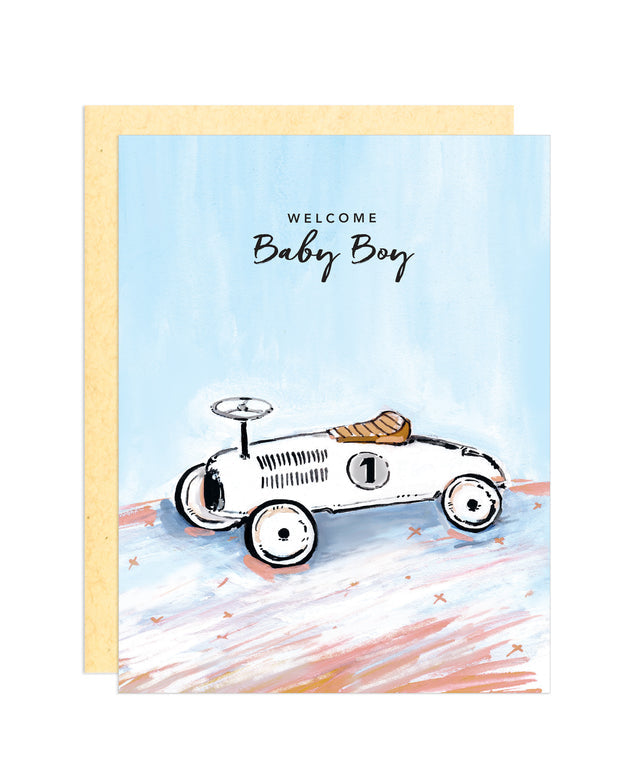 Baby Boy Vintage Car Card