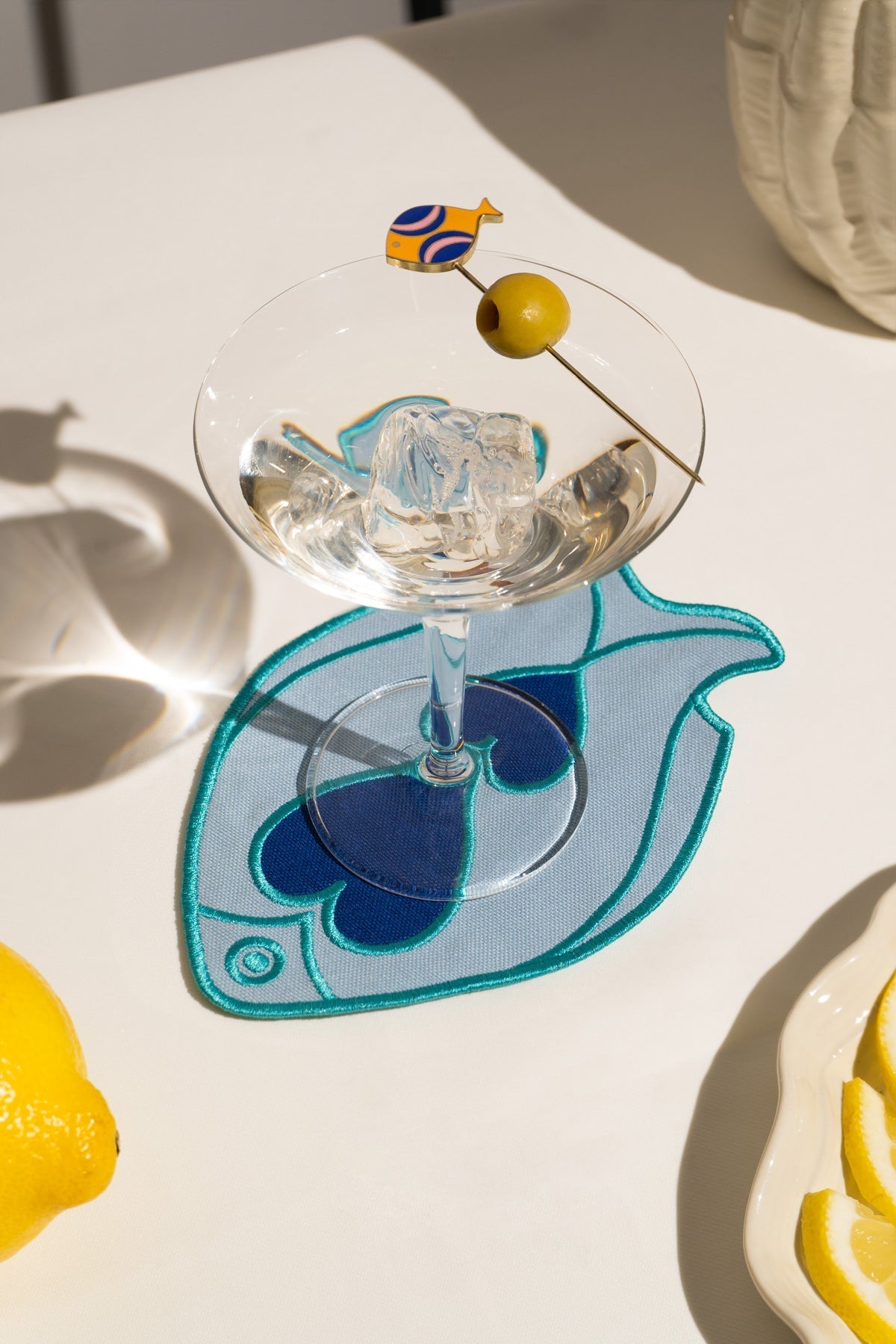 Octaevo Cocktail Coasters Fish Light Blue set of 4