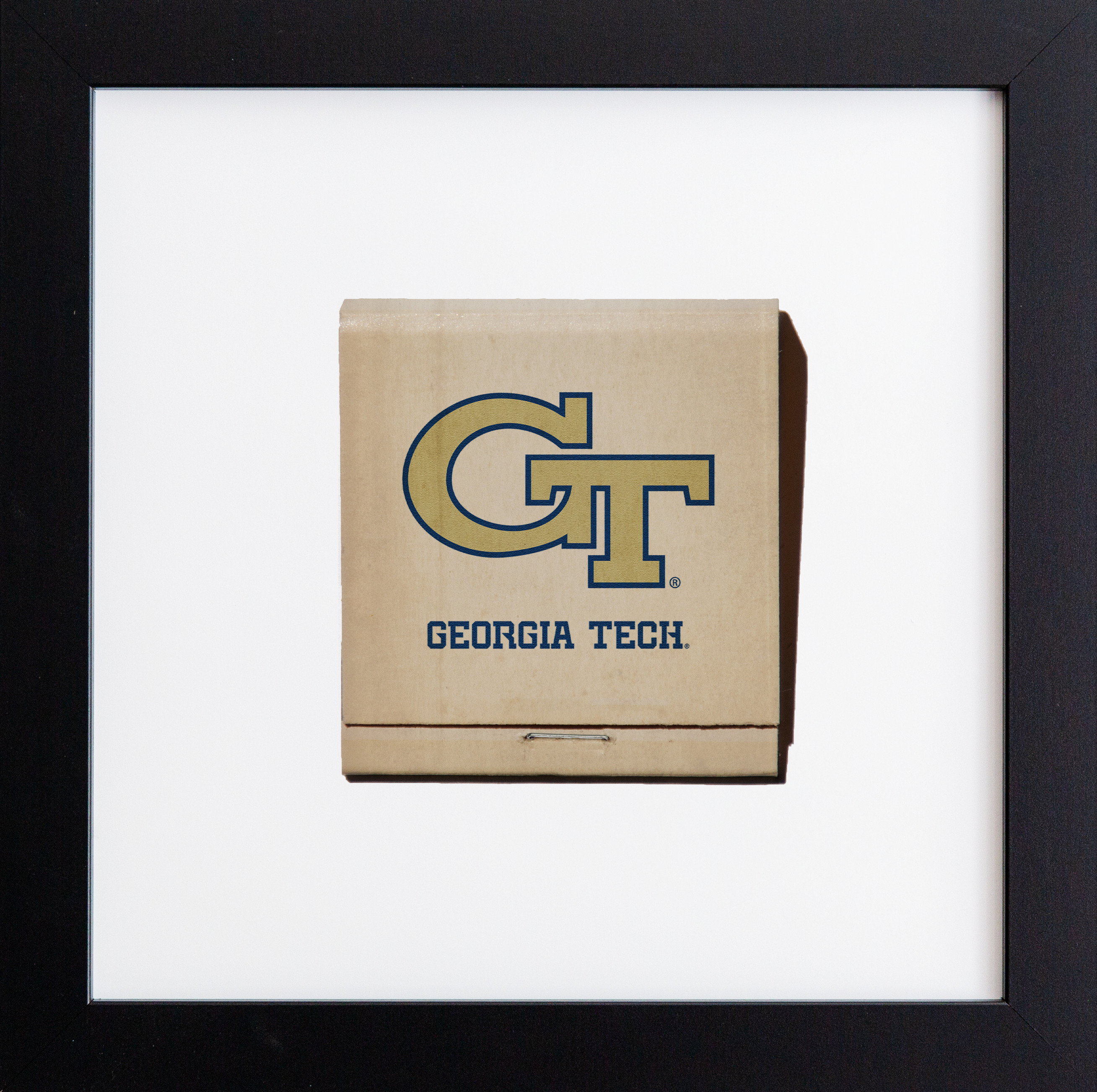 Framed matchbook with Georgia Tech logo on a white background