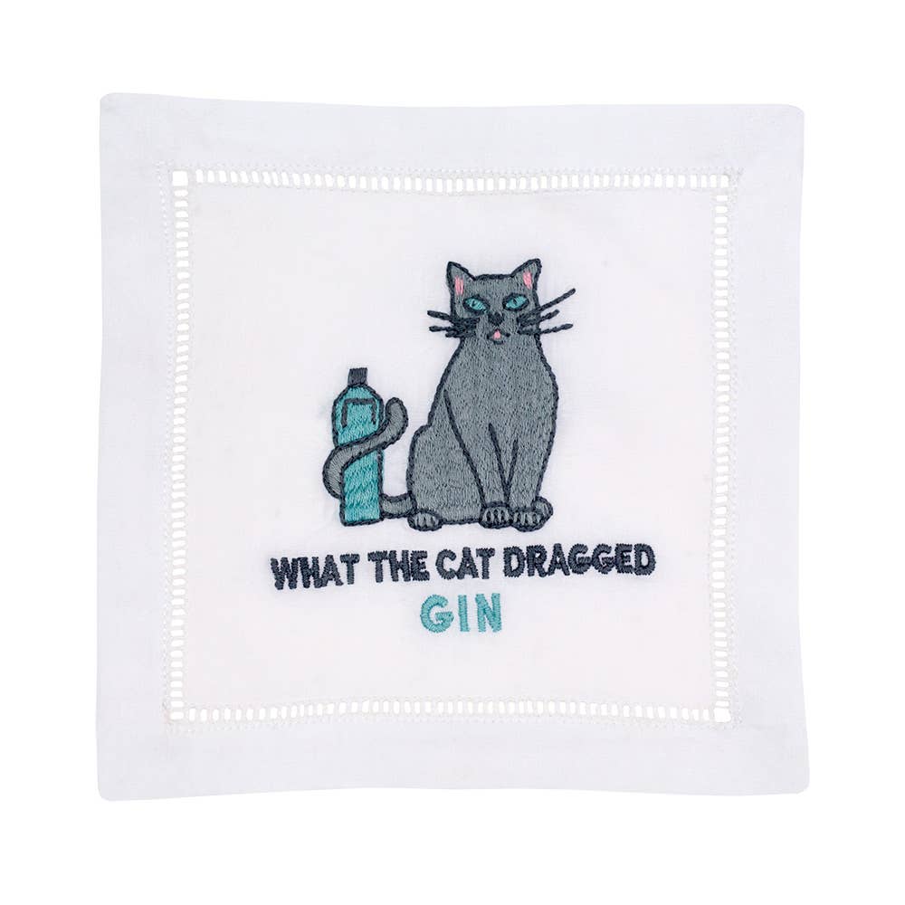 What the Cat Dragged Cocktail Gin Napkin