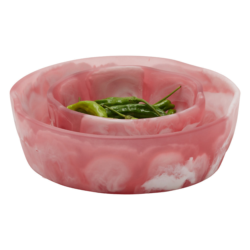 Beatrix Pink Swirled Resin Serving Bowls