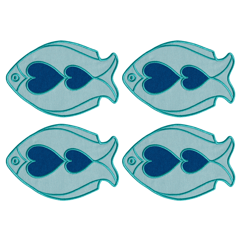 Octaevo Cocktail Coasters Fish Light Blue set of 4