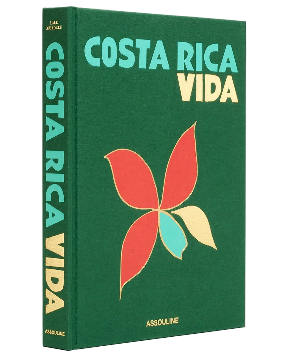 Book titled 'Costa Rica Vida' with a colorful leaf design on a green background