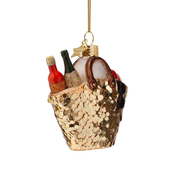 Beach Bag Glass Ornament