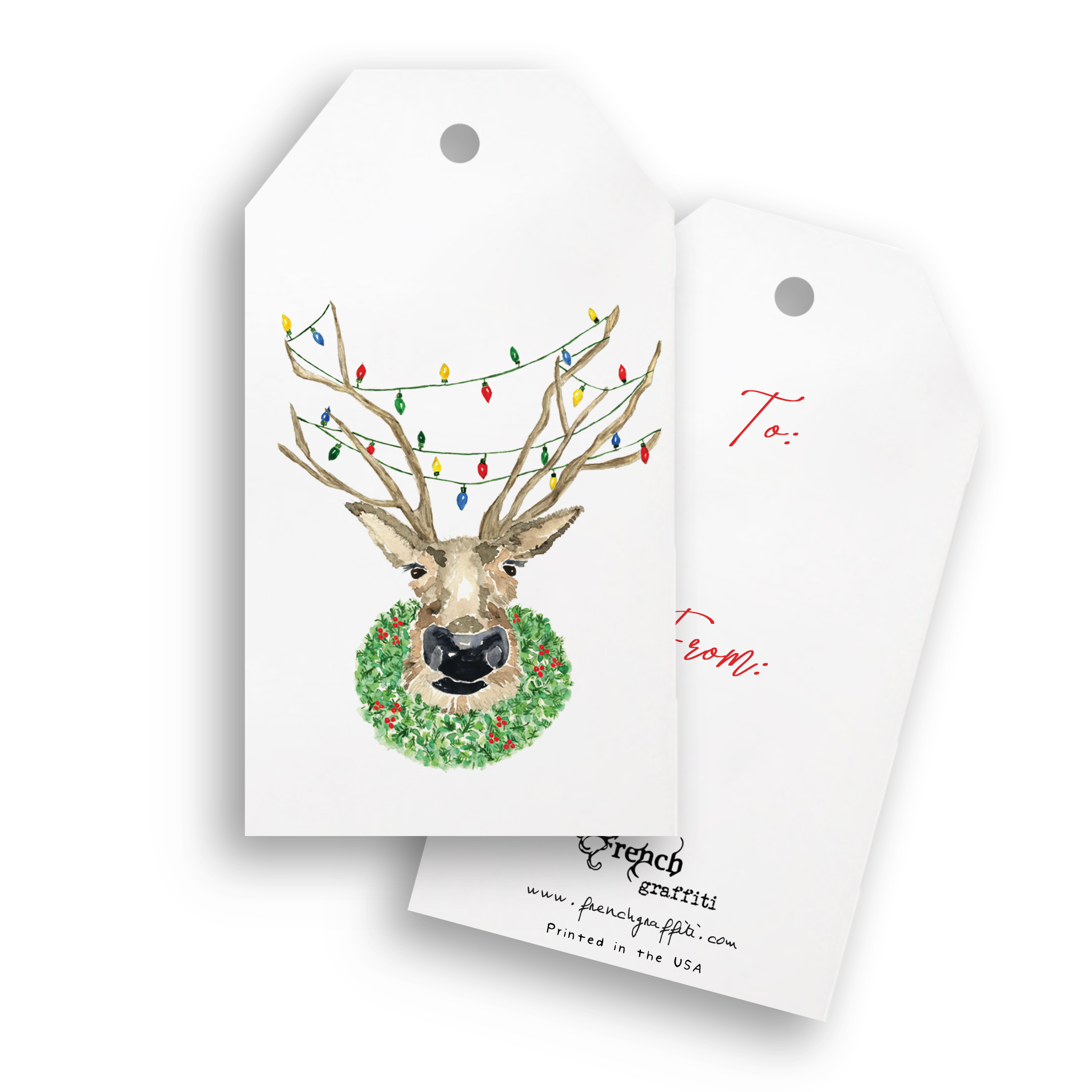 Christmas Deer with Lights Gift Tags - Pack of 4