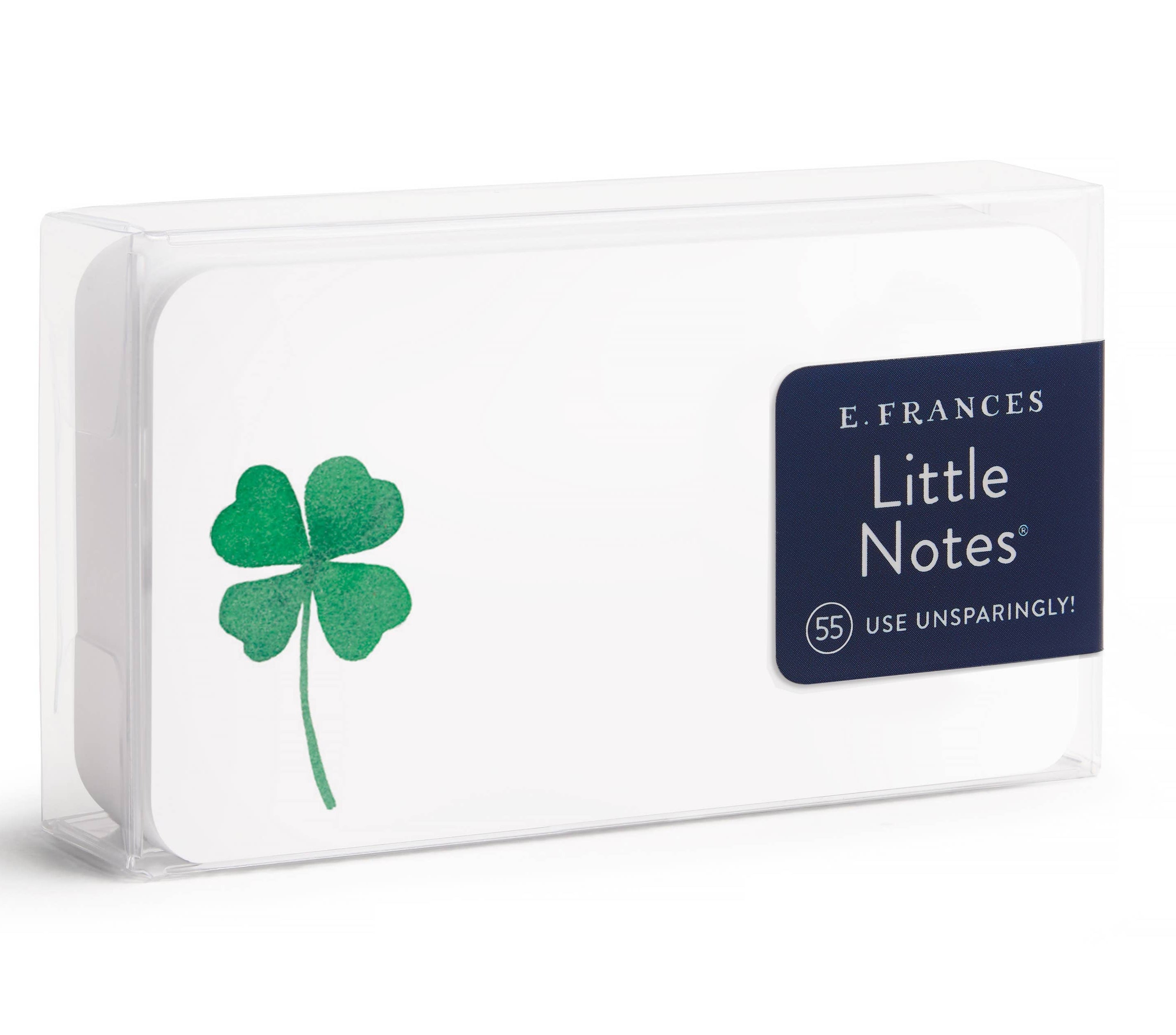 Pack of E. Frances Little Notes with a green four-leaf clover design on a white background
