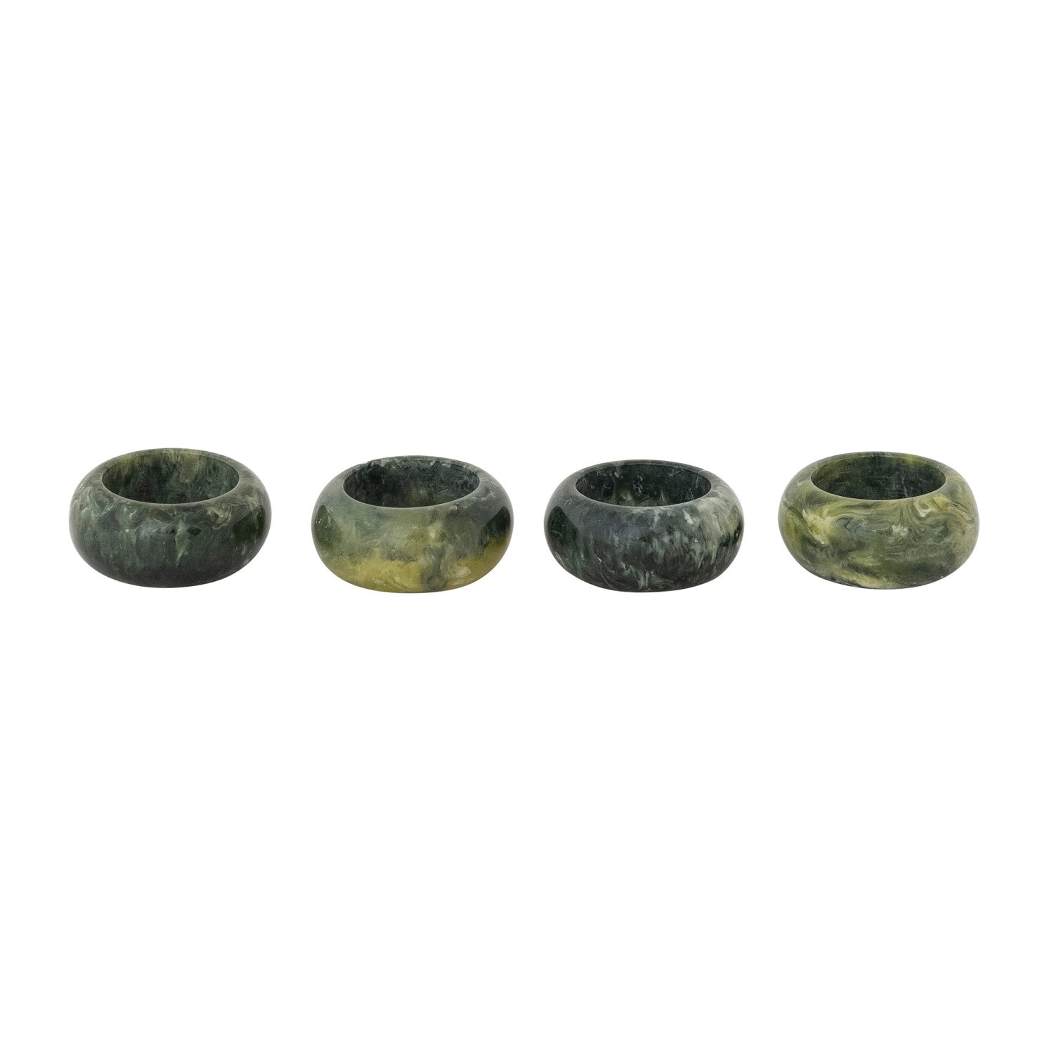 Marbled Resin Napkin Rings, Green