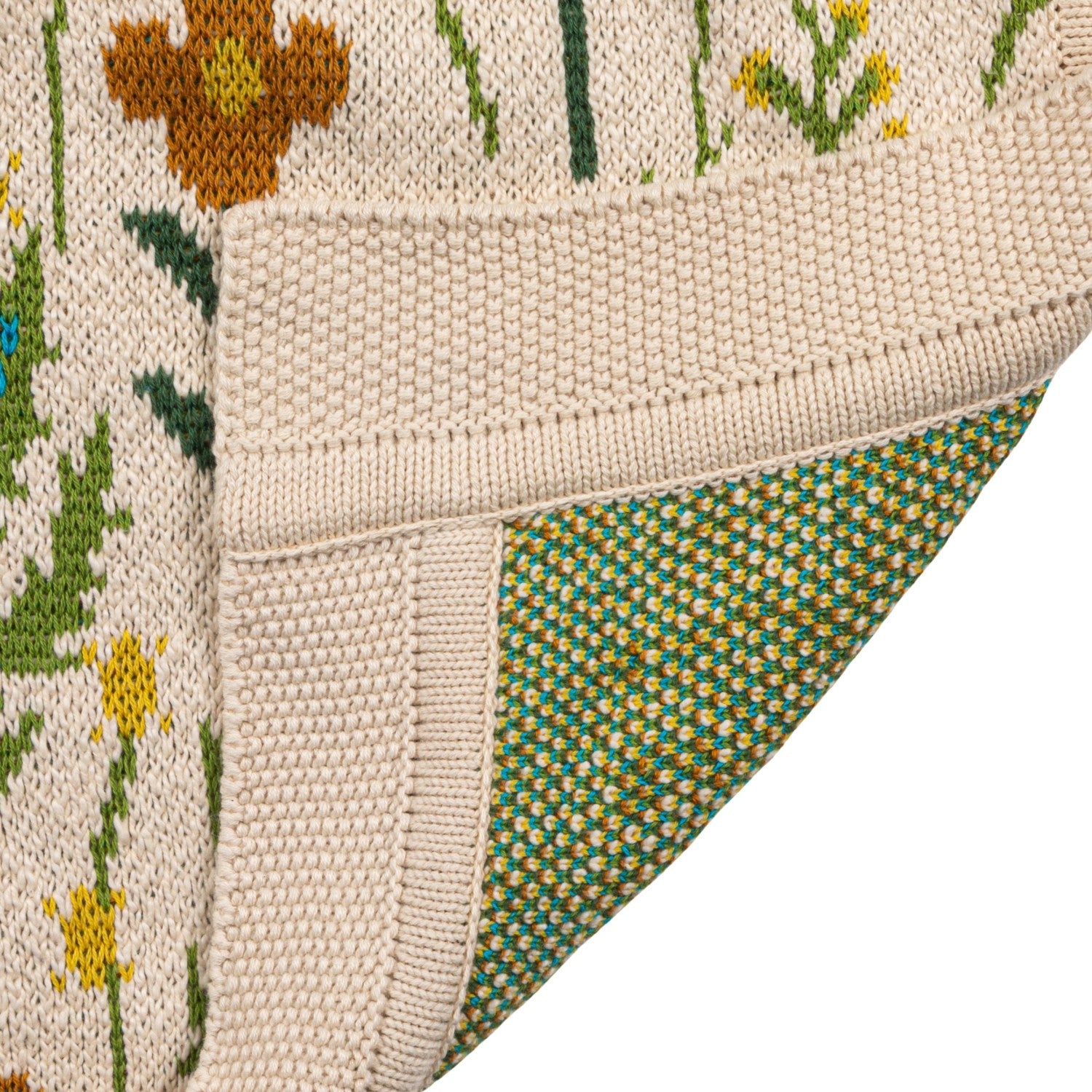 Cotton Knit Baby Blanket with Florals