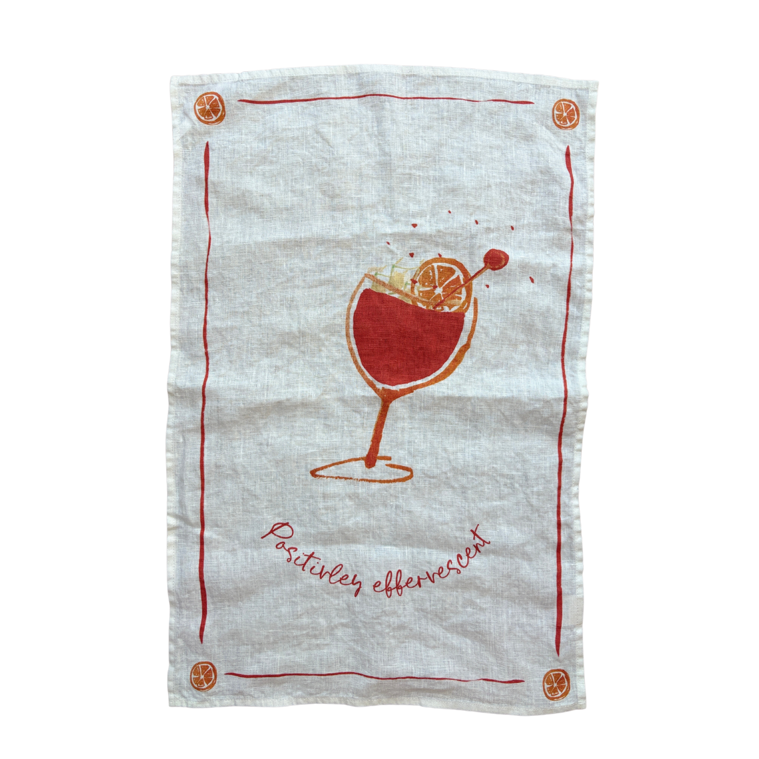 Positively Effervescent Aperol Spritz Linen Teatowel