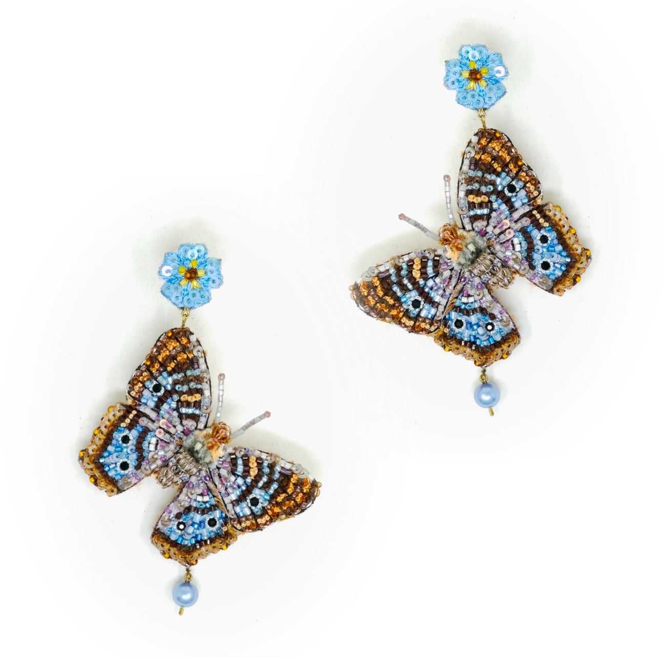 White Peacock Butterfly Earrings