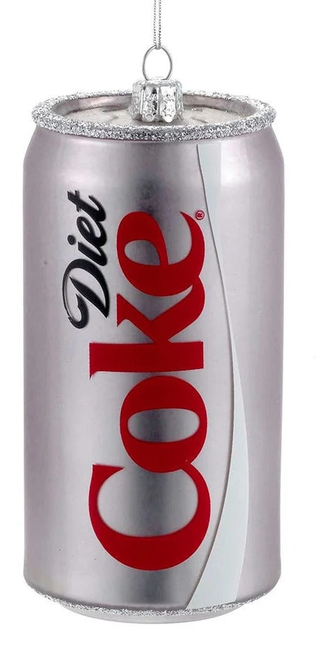 Diet Coke Can Glass Ornament