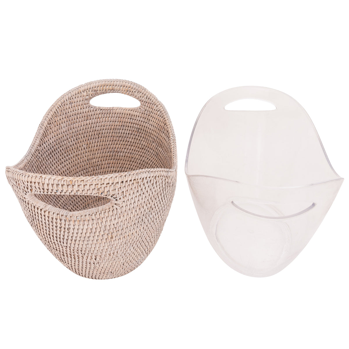 Rattan Champagne Bucket - White Wash