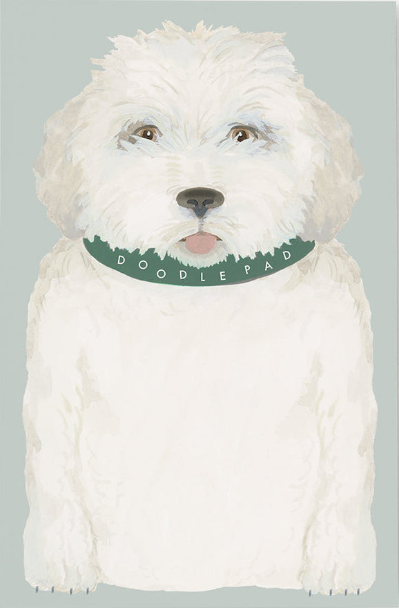 Notebook with a white dog illustration on a light blue background, featuring a small box labeled 'Gold Seed' on the left.