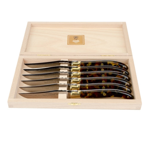 Box of 6 Laguiole knives with bee flake handle