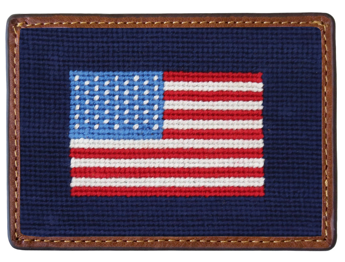Cardholder with American flag design on a navy background