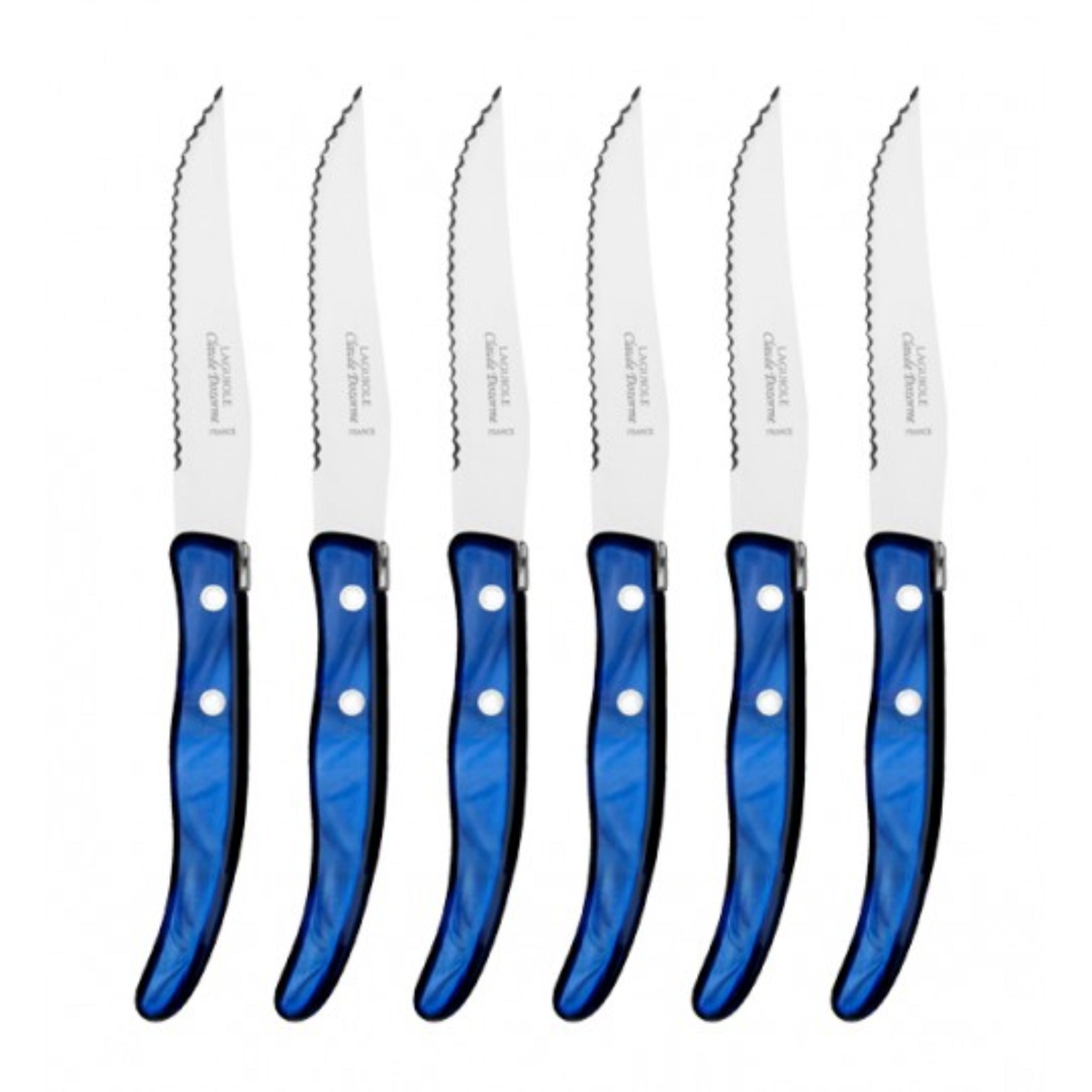 Box of 6 Berlingot Steak Knives - Dark Blue Handle