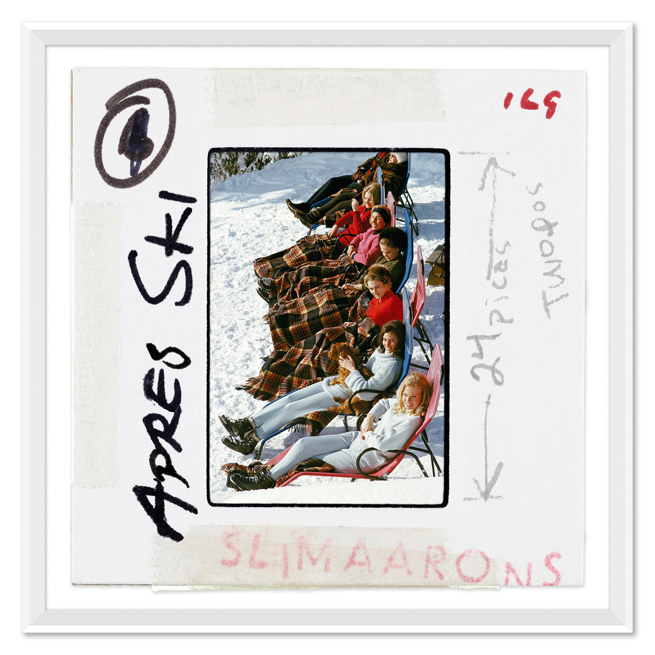 "Apres Ski - Slide", Slim Aarons, January 1, 1963 - Gstaad, Switzerland