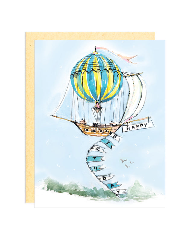 Happy Birthday Dirigible Card Greeting Card