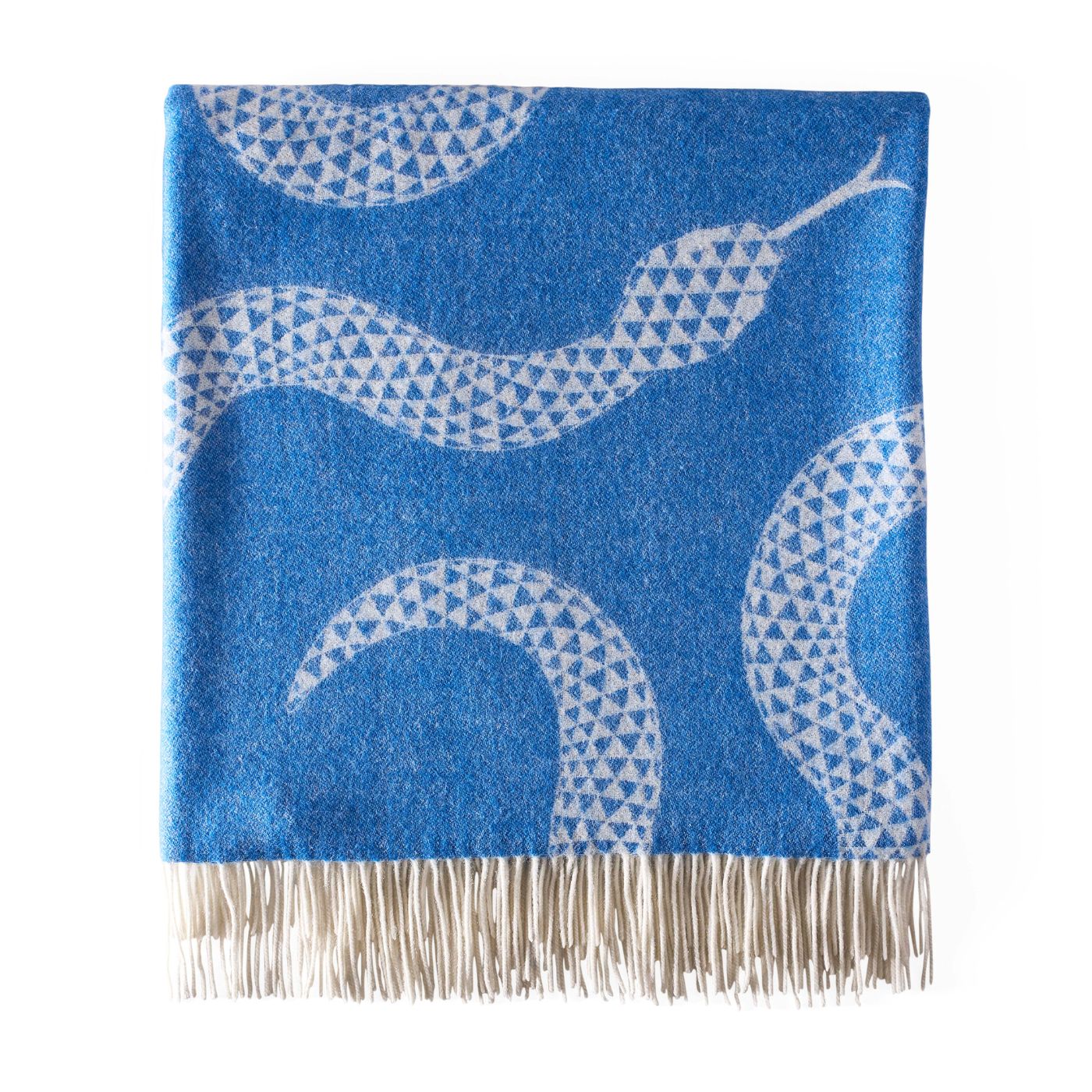 Eden Merino Wool Throw Blue/Natural
