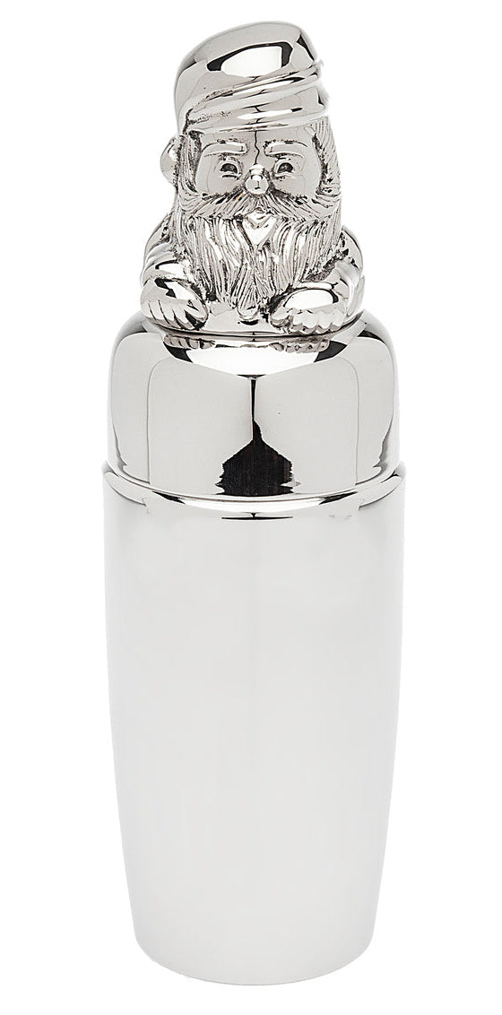 Silver Santa claus cocktail shaker on a white background
