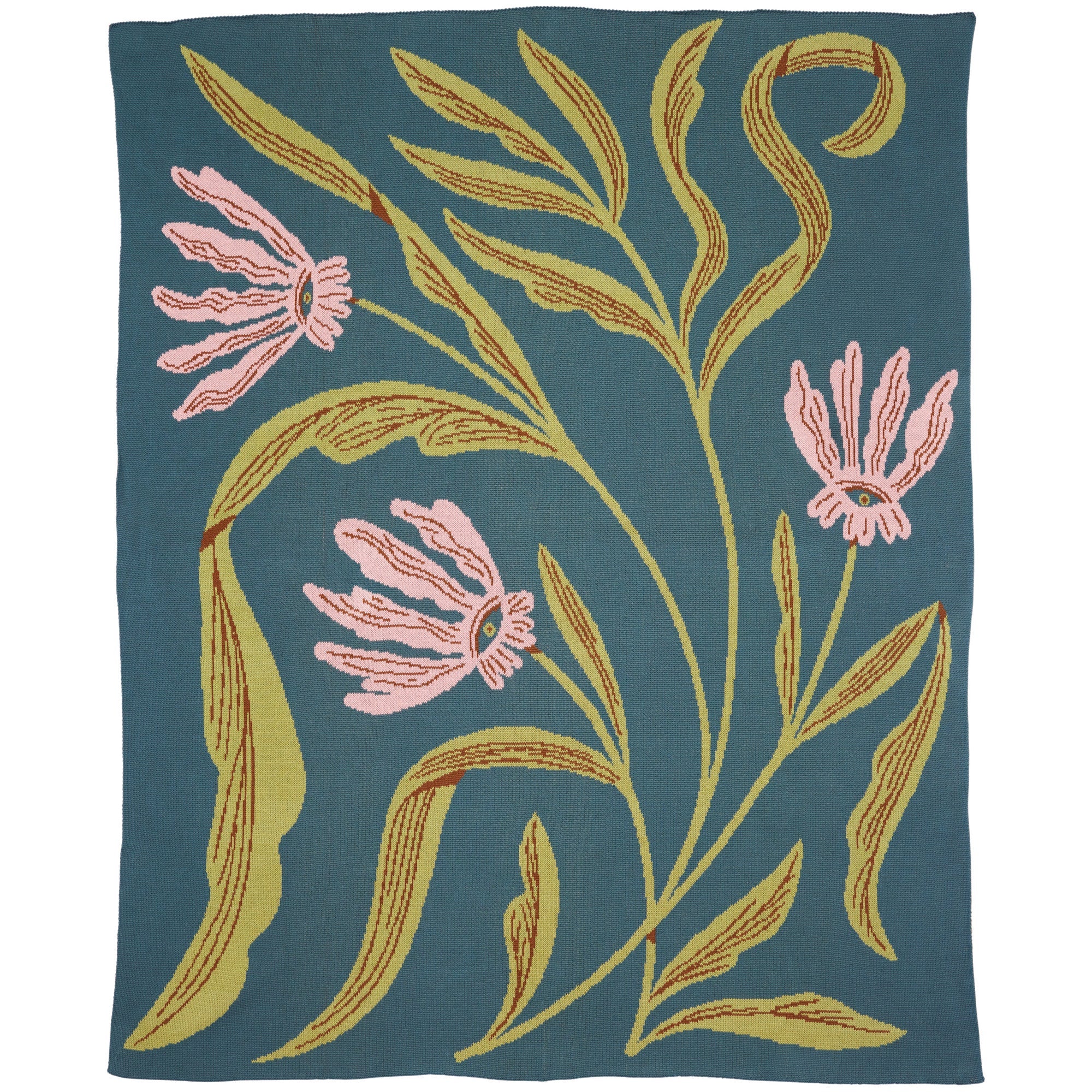 Flora Vision Knit Blanket - BlueGrass