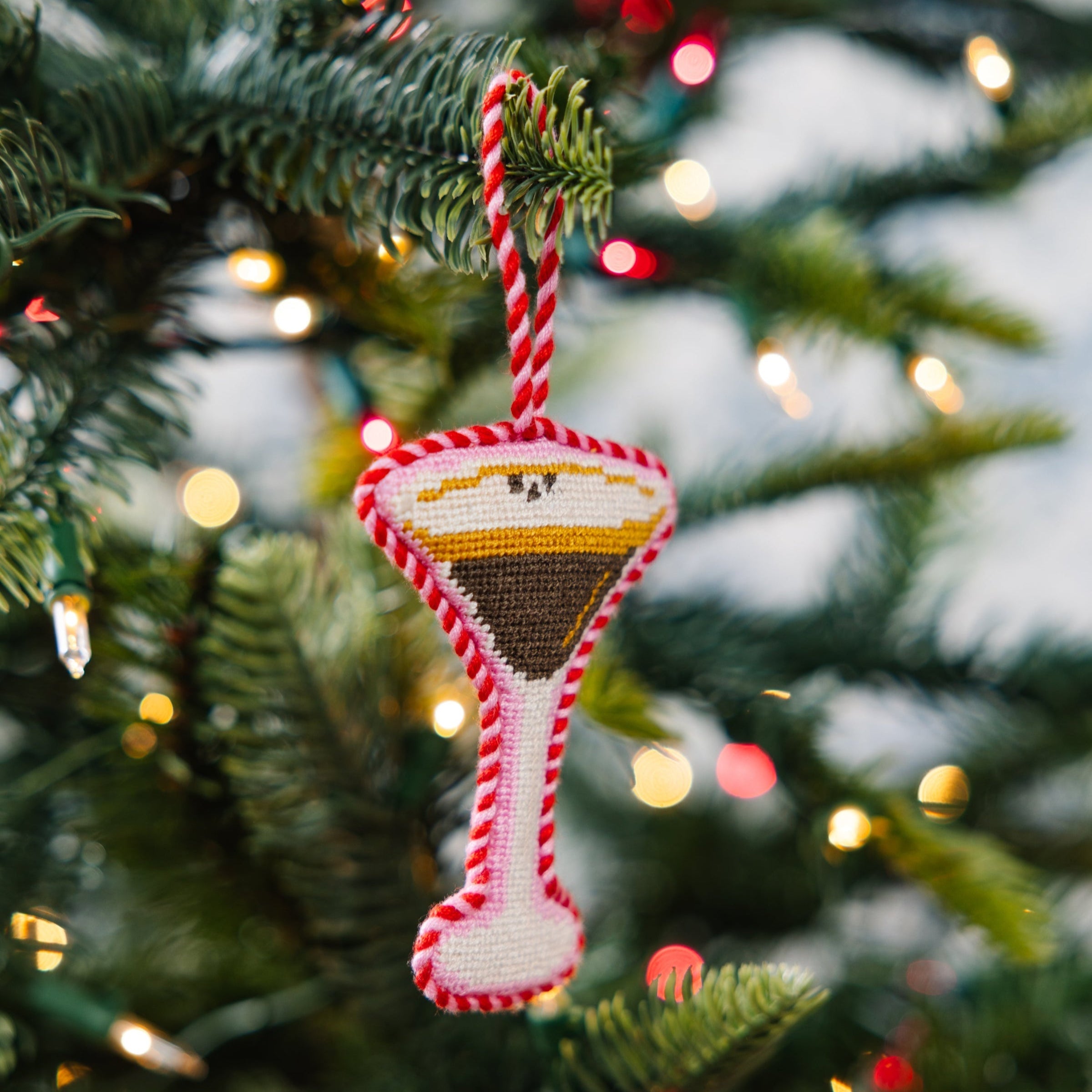 Espresso Martini Needlepoint Ornament