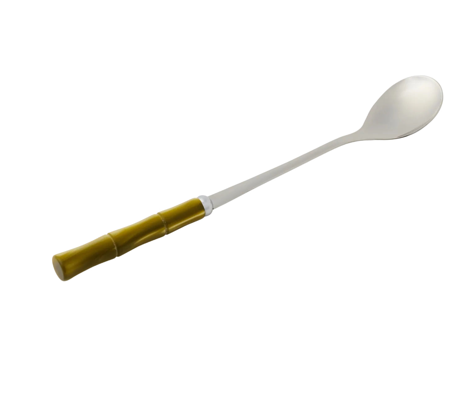 Spoon with a gold handle on a white background